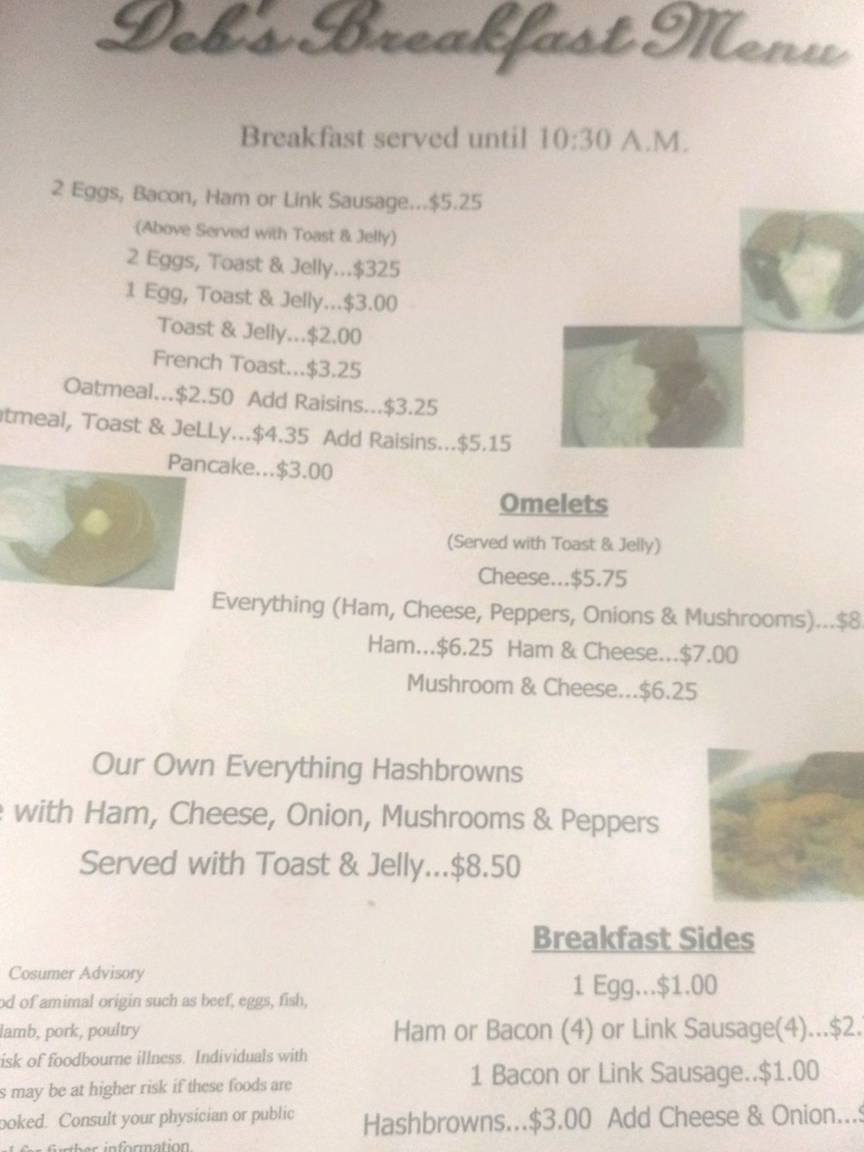 Deb's menu 2